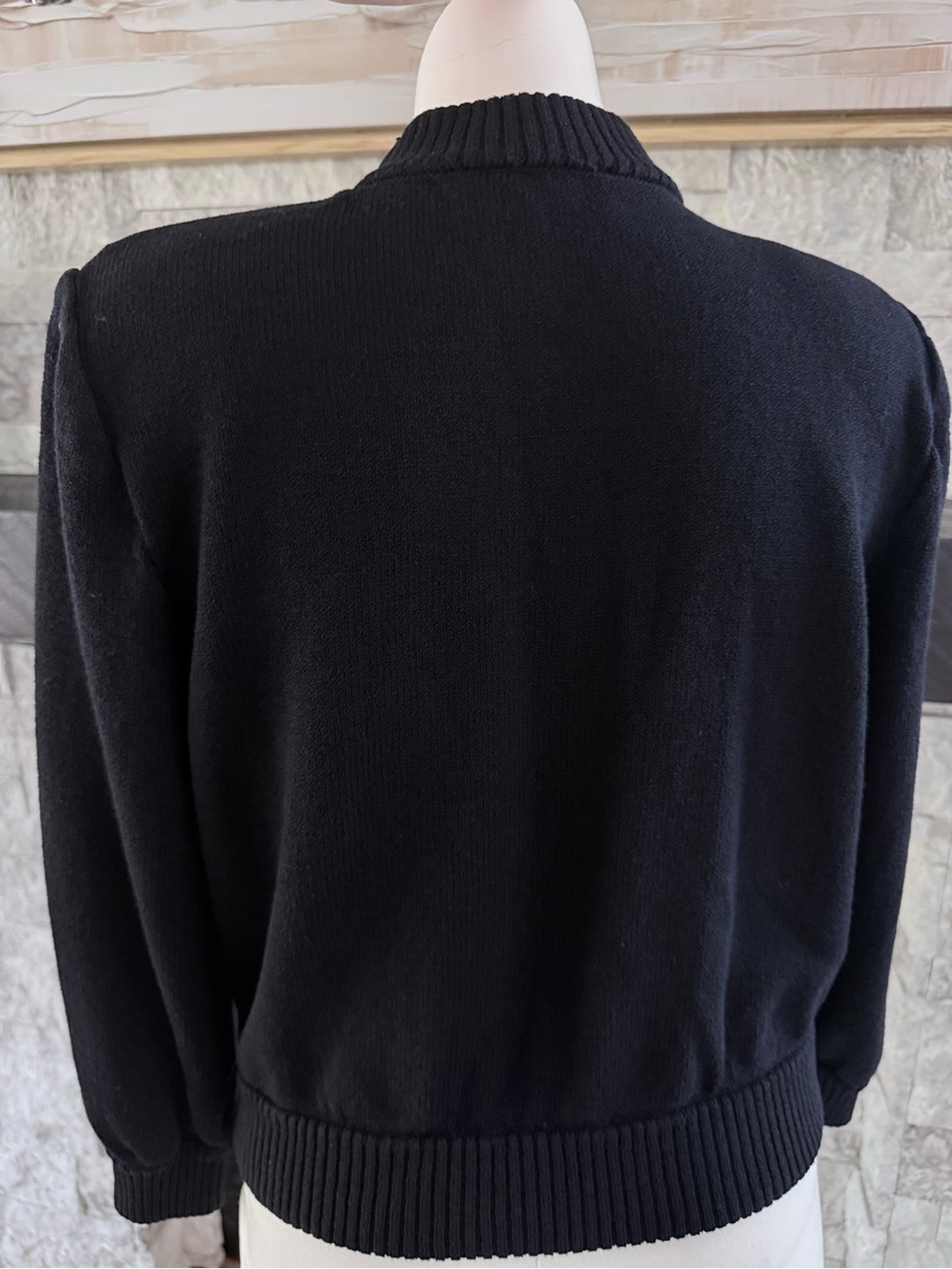 St. John Collection Black Gold Embellished Mock Neck Sweater S - Picture 5 of 8